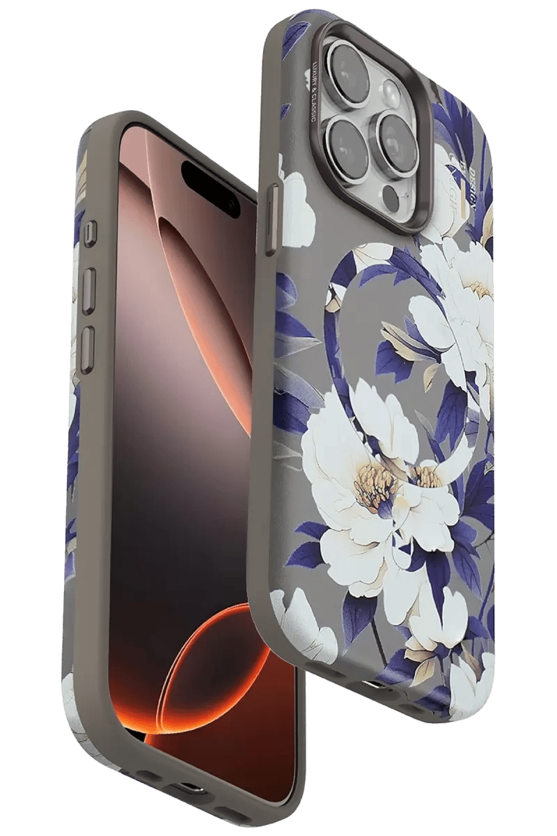 Apple iPhone 14 Pro Max Flower Series Magsafe Kapak - Gri