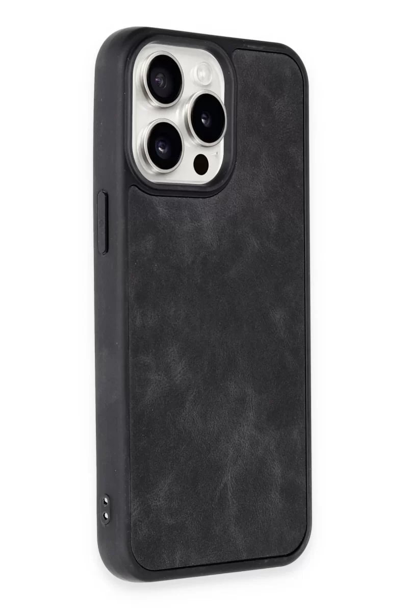 Apple iPhone 14 Pro Max Kılıf Aras Deri Kapak - Siyah