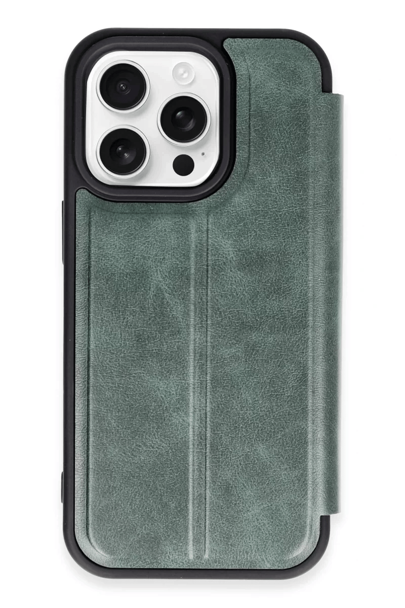 Apple iPhone 14 Pro Max Kılıf Flip Cover - Koyu Yeşil