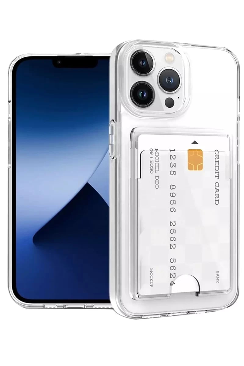 Apple iPhone 14 Pro Max Kılıf Kart Şeffaf Silikon - Şeffaf