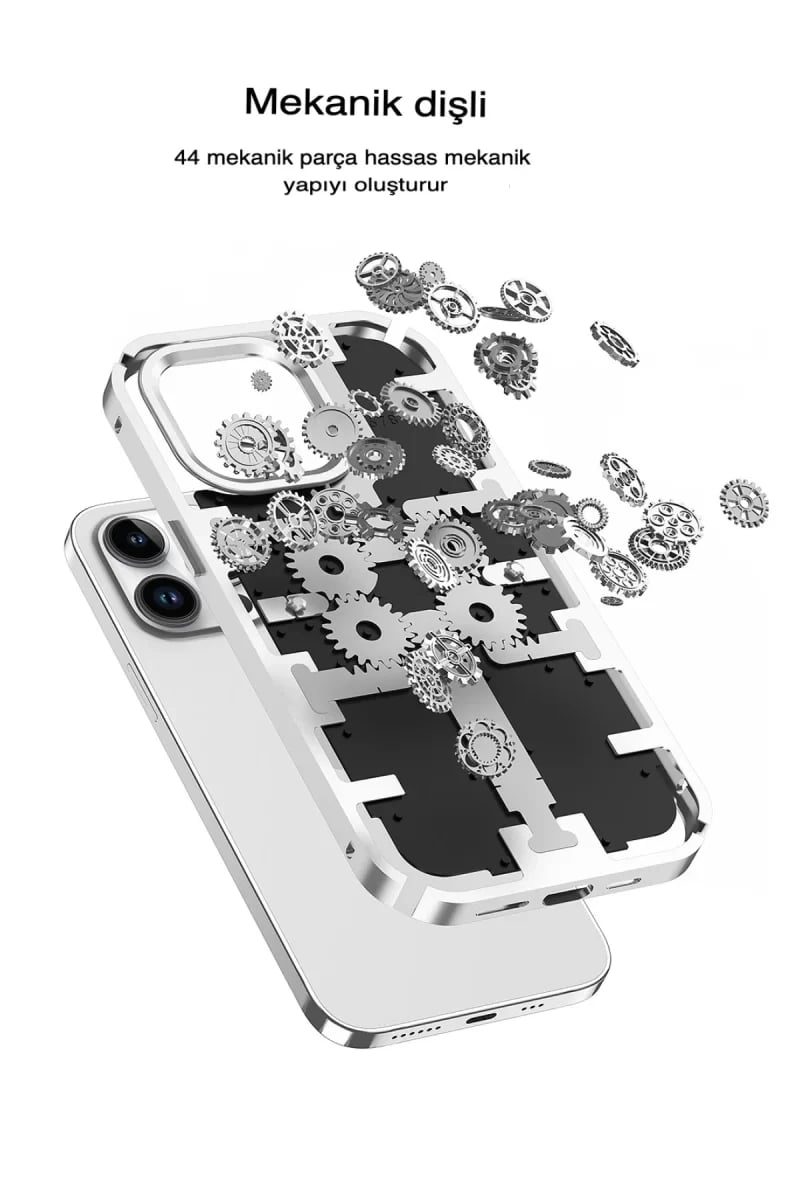Apple iPhone 14 Pro Max Kılıf Mekanik Bumper Kapak - Siyah