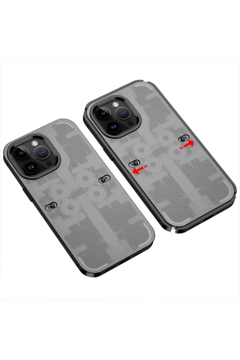 Apple iPhone 14 Pro Max Kılıf Mekanik Bumper Kapak - Siyah