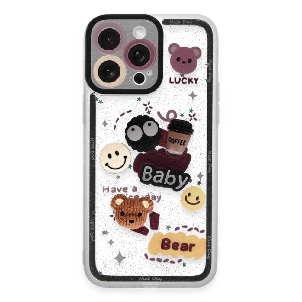 Apple iPhone 14 Pro Max Kılıf Sweet Desenli Silikon Kapak - Sarı