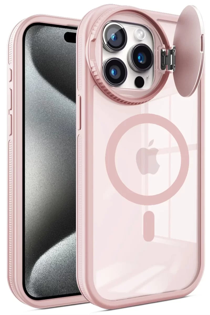 Apple iPhone 14 Pro Max Kılıf Teleskop Lens Magsafe Silikon Kapak - Pembe