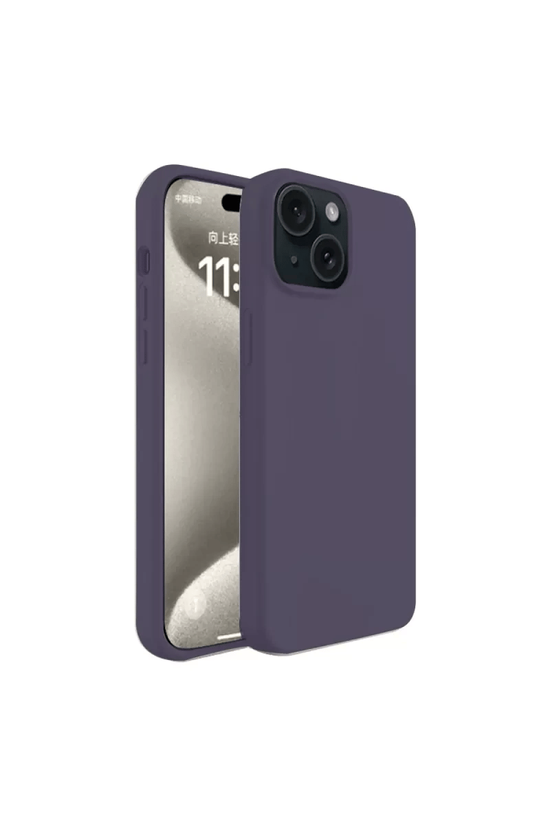 Apple iPhone 15 Kılıf First Silikon - Mürdüm