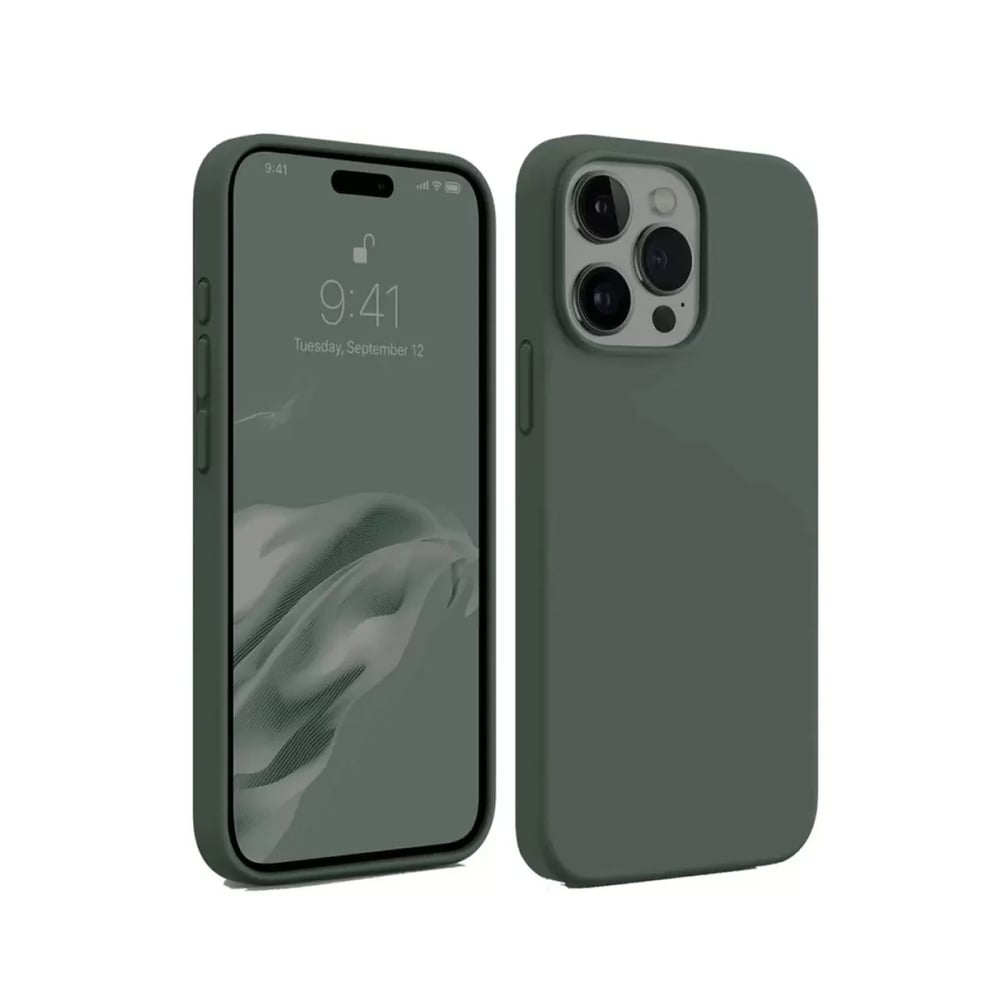 Apple iPhone 15 Pro Kılıf First Silikon - Koyu Yeşil