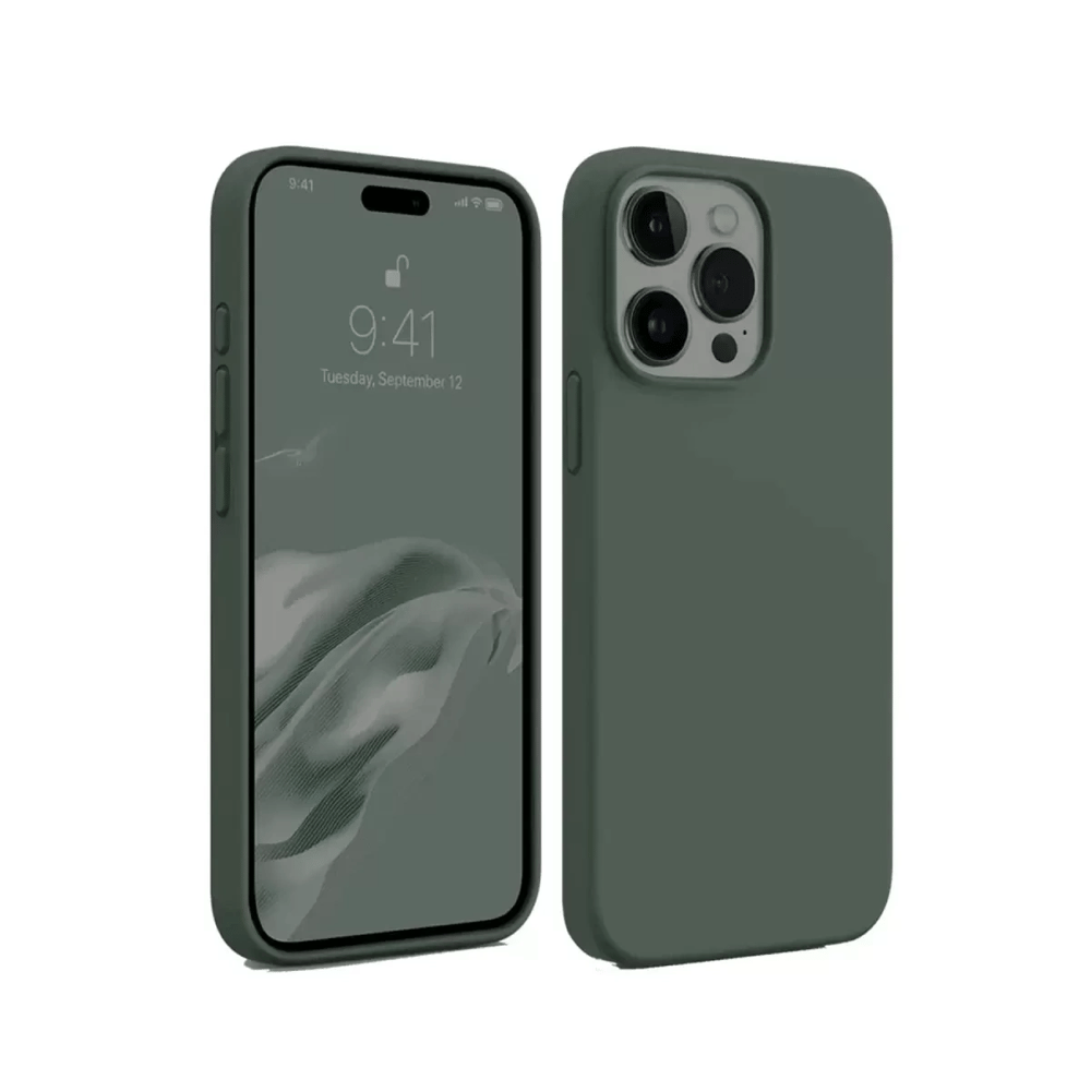 Apple iPhone 15 Pro Kılıf First Silikon - Koyu Yeşil