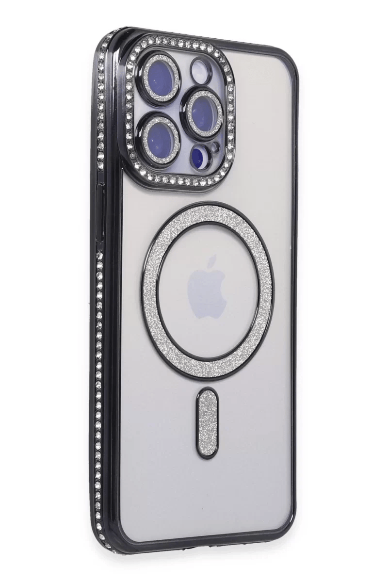 Apple iPhone 15 Pro Kılıf Joke Simli Magneticsafe Kılıf - Siyah
