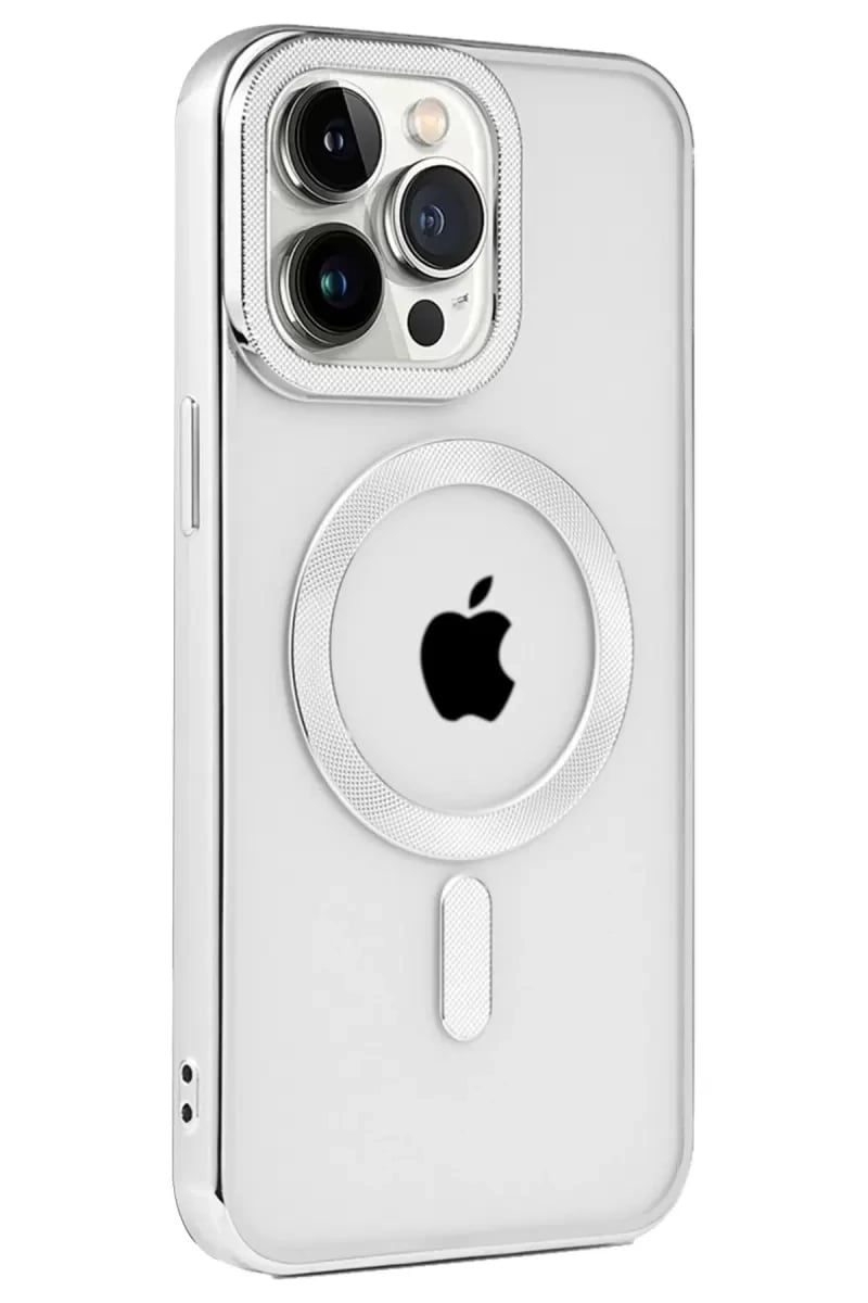 Apple iPhone 15 Pro Kılıf Kronos Magsafe Kapak - Gümüş