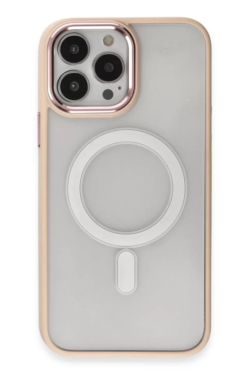 Apple iPhone 15 Pro Kılıf Room Magneticsafe Silikon - Pudra