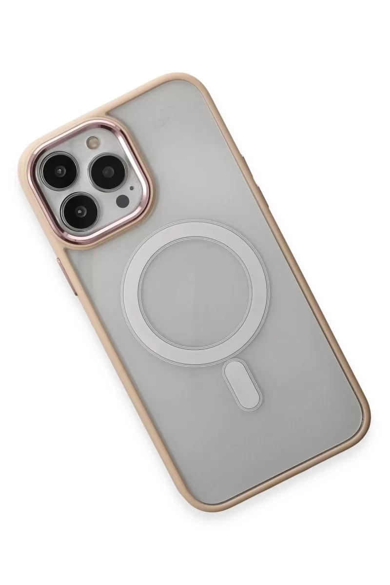 Apple iPhone 15 Pro Kılıf Room Magneticsafe Silikon - Pudra