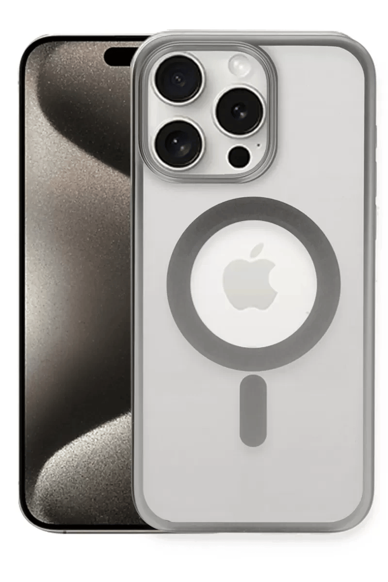 Apple iPhone 15 Pro Max Kılıf Erozi Magsafe Kapak - Gümüş