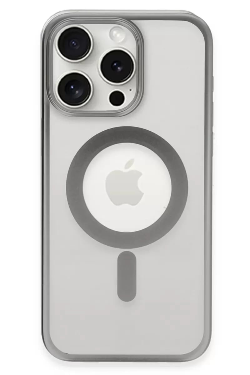 Apple iPhone 15 Pro Max Kılıf Erozi Magsafe Kapak - Gümüş