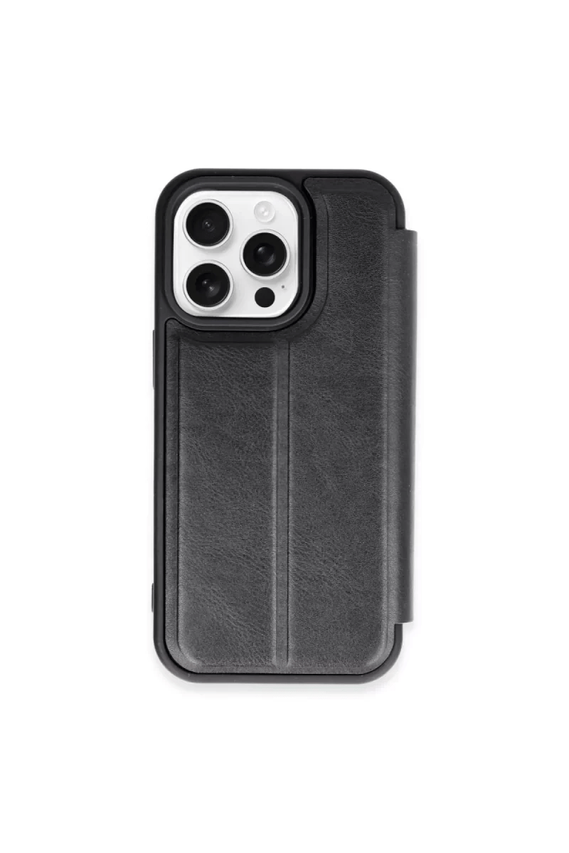 Apple iPhone 15 Pro Max Kılıf Flip Cover - Siyah