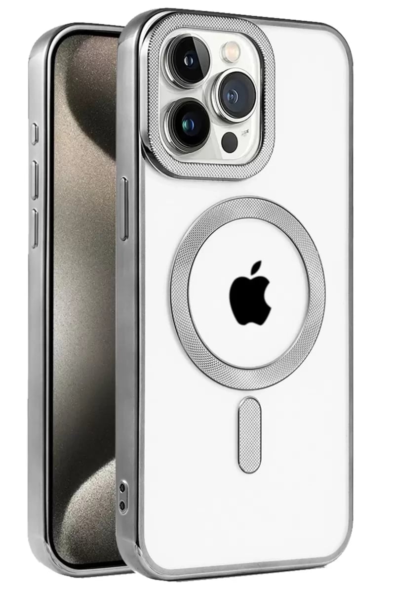 Apple iPhone 15 Pro Max Kılıf Kronos Magsafe Kapak - Titanyum Gri