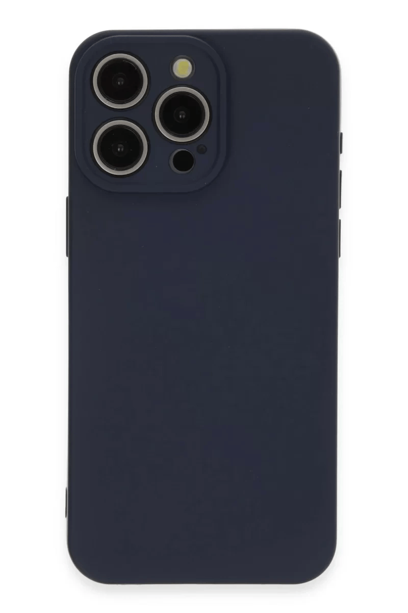 Apple iPhone 15 Pro Max Kılıf Nano içi Kadife Silikon - Lacivert