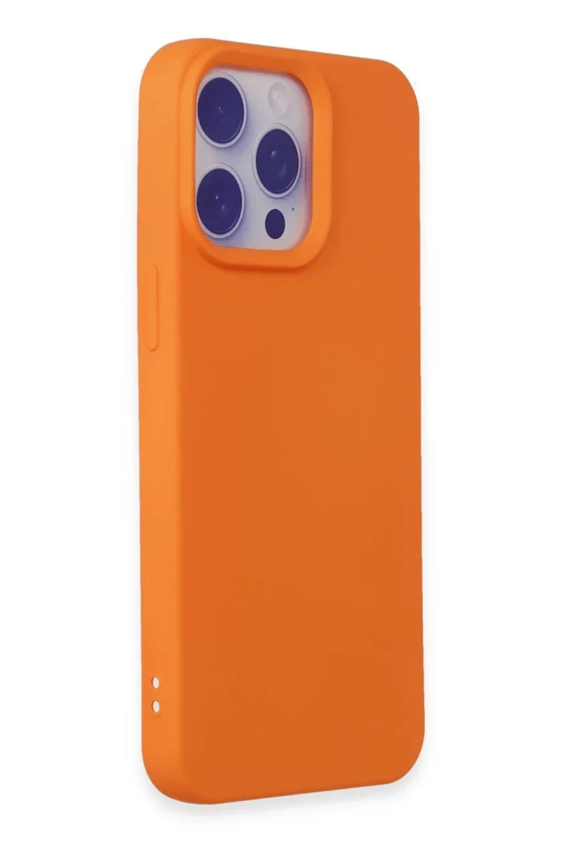 Apple iPhone 15 Pro Max Kılıf Nano içi Kadife Silikon - Turuncu