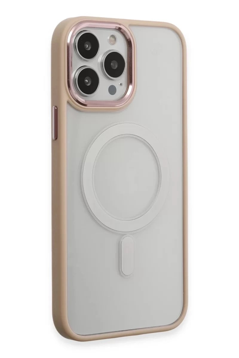 Apple iPhone 15 Pro Max Kılıf Room Magneticsafe Silikon - Pudra