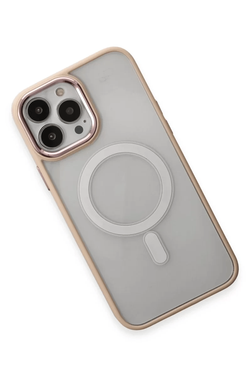 Apple iPhone 15 Pro Max Kılıf Room Magneticsafe Silikon - Pudra