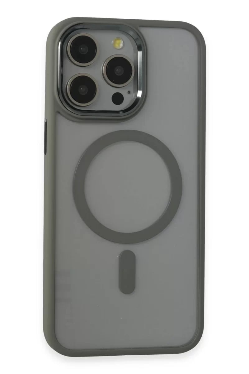 Apple iPhone 15 Pro Max Kılıf Room Magneticsafe Silikon - Gri