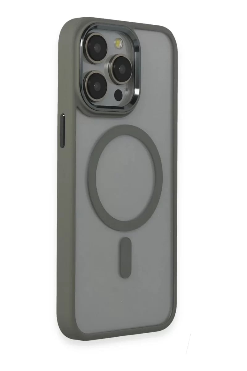 Apple iPhone 15 Pro Max Kılıf Room Magneticsafe Silikon - Gri