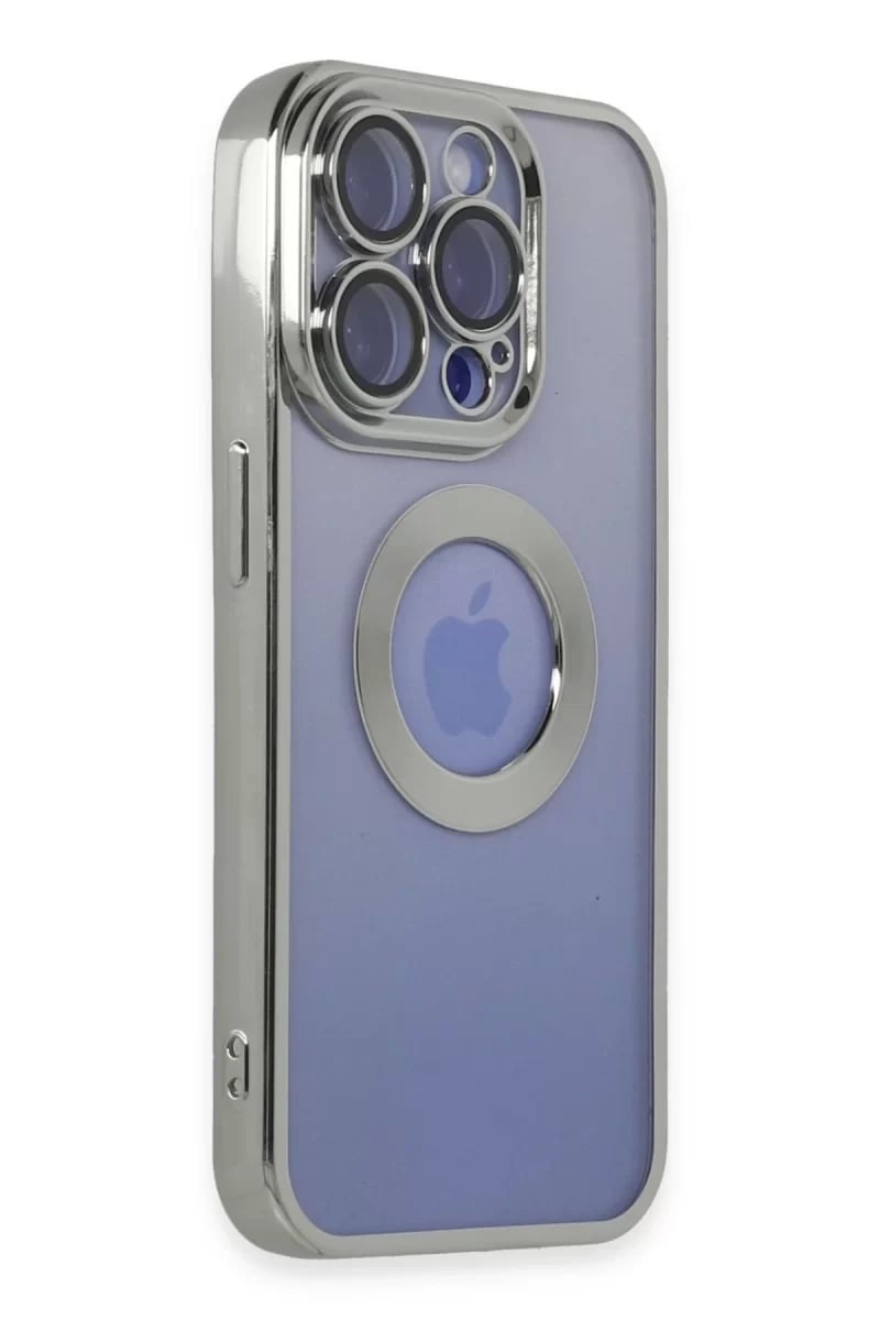 Apple iPhone 15 Pro Max Kılıf Slot Silikon - Gümüş