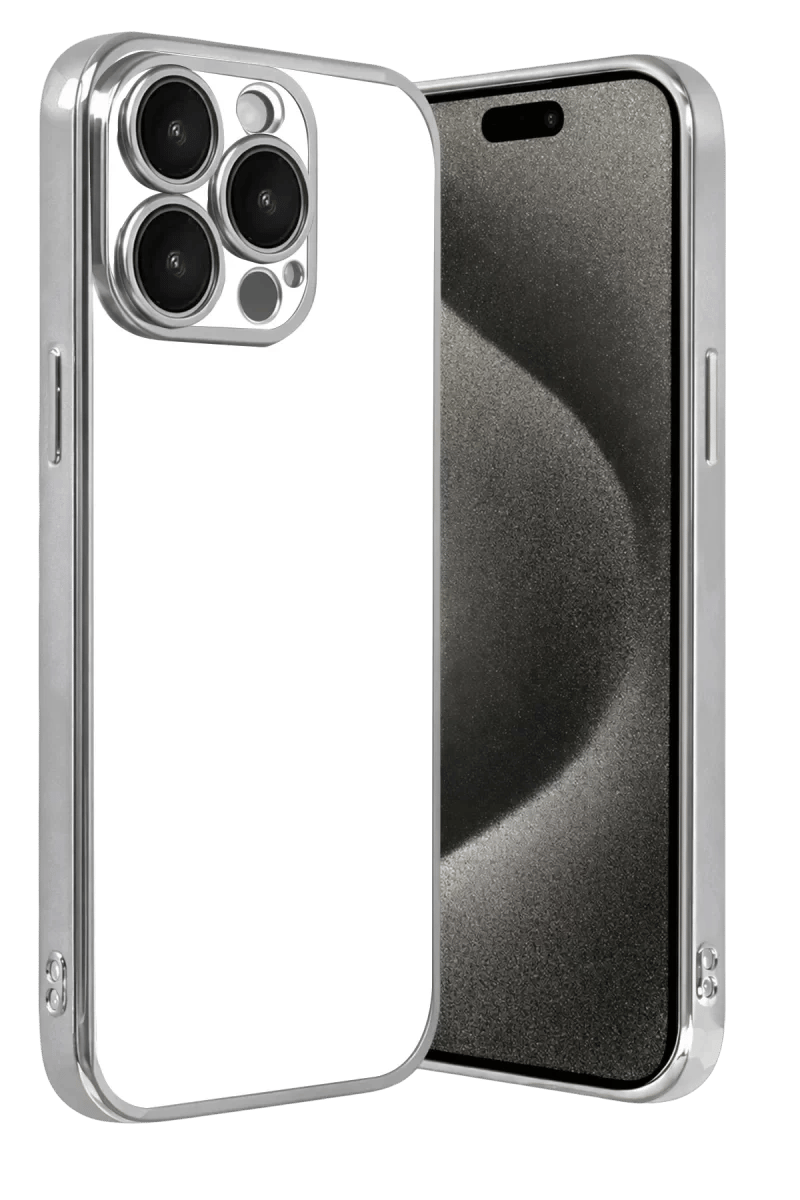 Apple iPhone 15 Pro Max Lensli Silikon - Gümüş