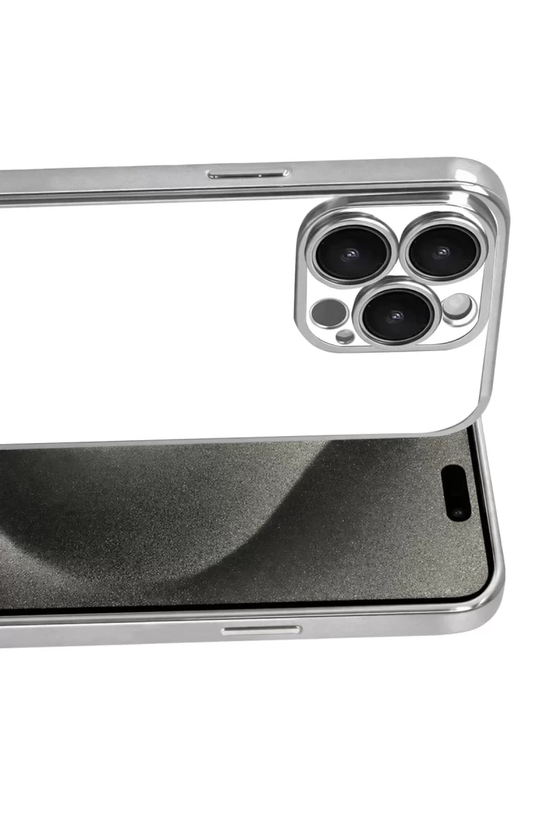 Apple iPhone 15 Pro Max Lensli Silikon - Gümüş