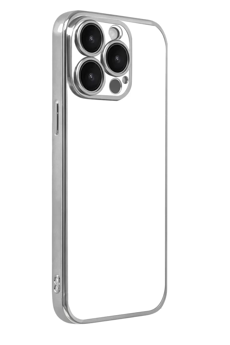 Apple iPhone 15 Pro Max Lensli Silikon - Gümüş