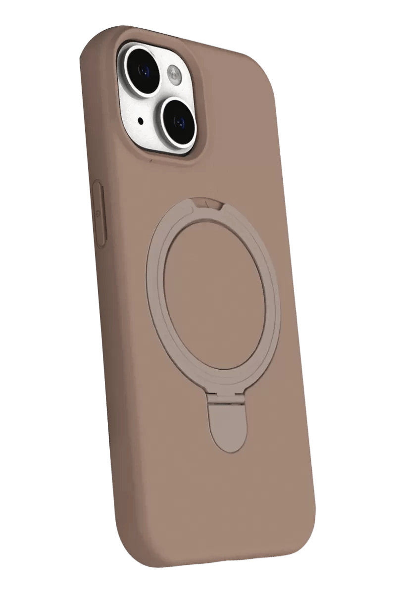 Apple iPhone 15 Regal Magsafe Standlı Kapak - Çöl Titanyum