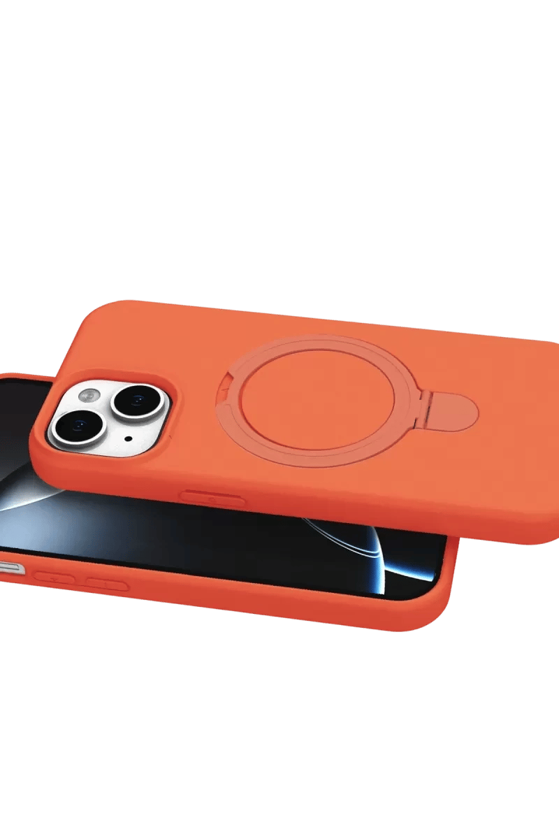 Apple iPhone 15 Regal Magsafe Standlı Kapak - Turuncu