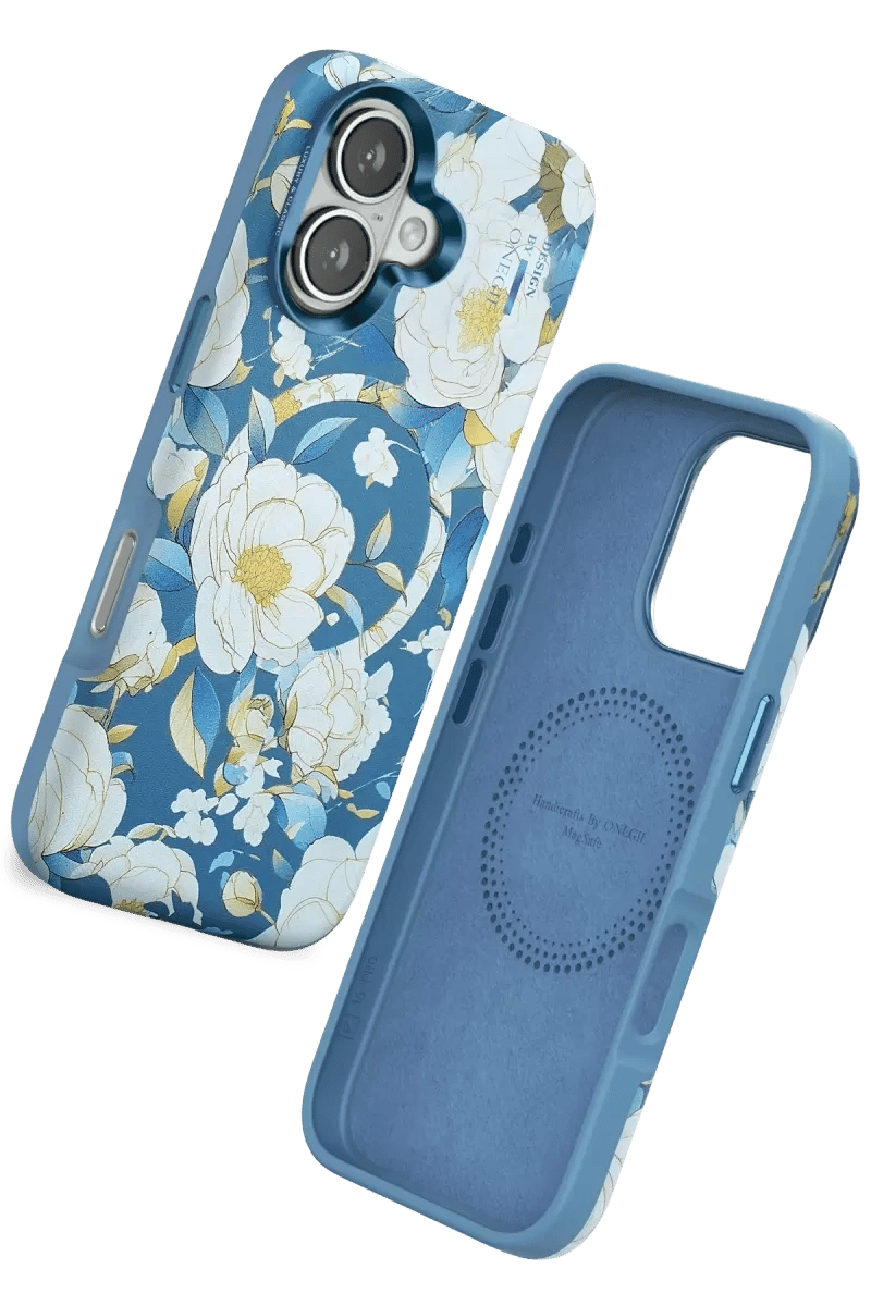 Apple iPhone 16 Flower Series Magsafe Kapak - Mavi