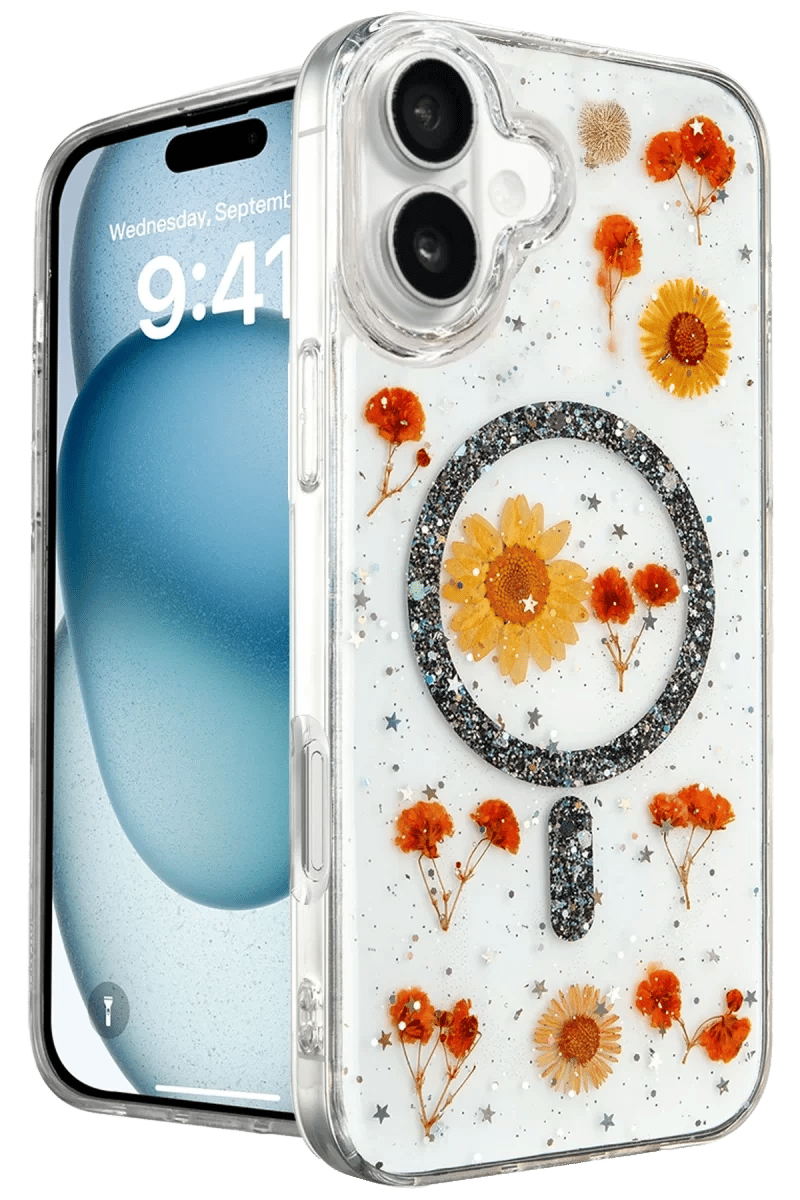 Apple iPhone 16 Kılıf Daisy Simli Magsafe Kapak - Siyah