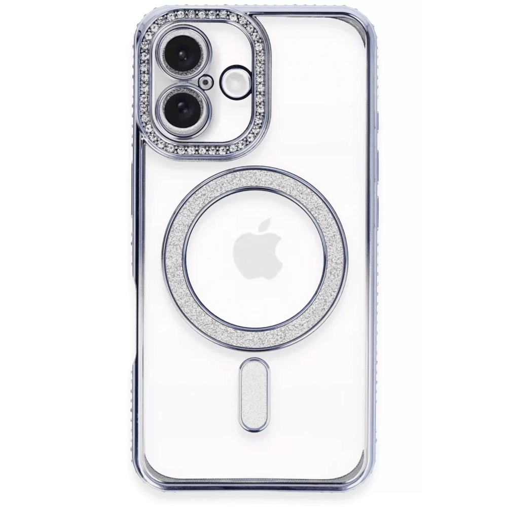 Apple iPhone 16 Plus Kılıf Joke Simli Magneticsafe Kılıf - Mavi