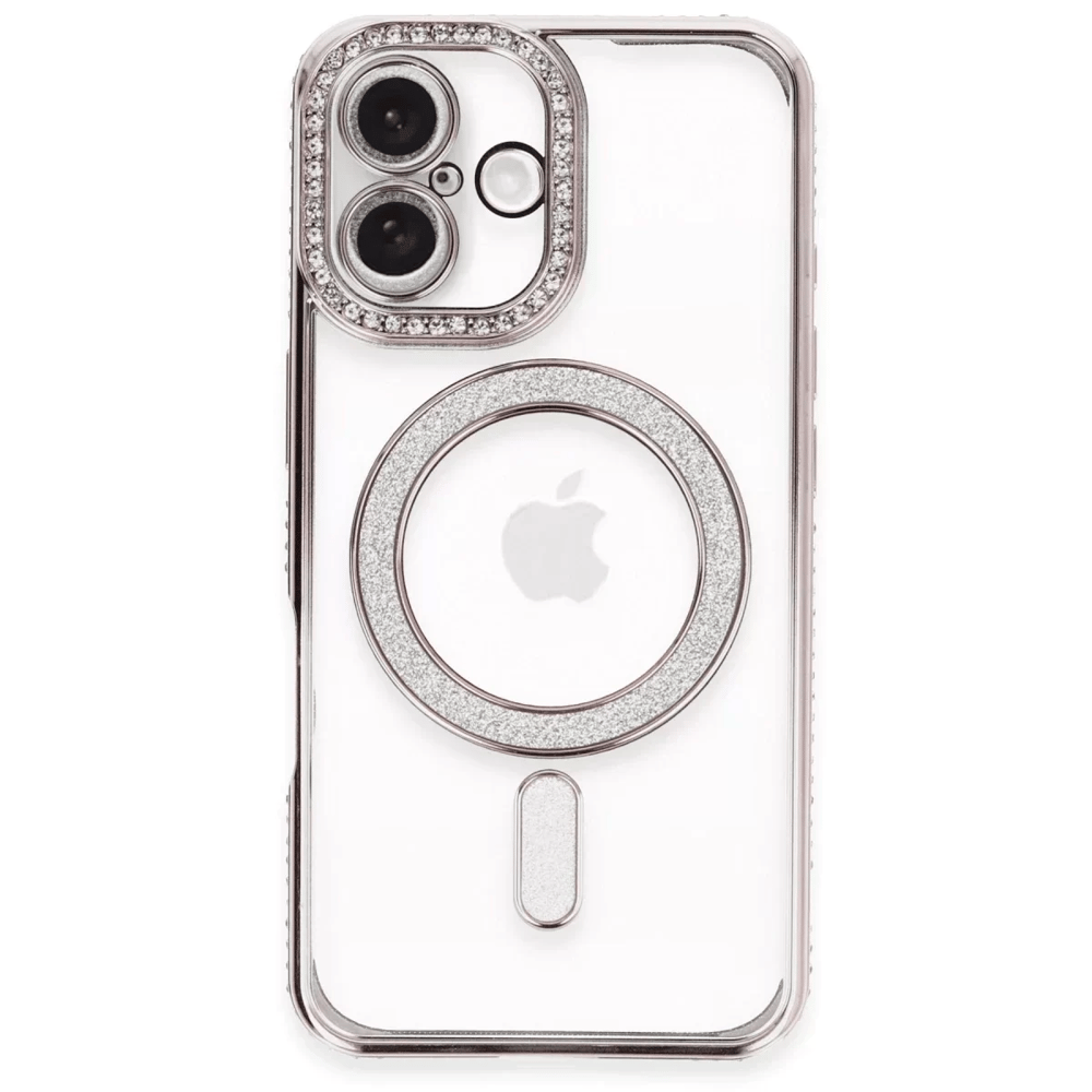 Apple iPhone 16 Plus Kılıf Joke Simli Magneticsafe Kılıf - Pembe
