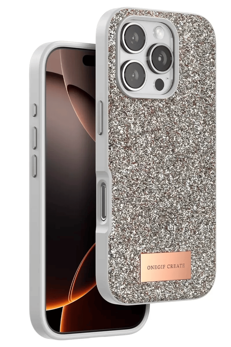 Apple iPhone 16 Pro Bright Simli Kapak - Çöl Titanyum
