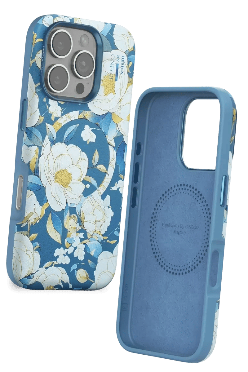 Apple iPhone 16 Pro Flower Series Magsafe Kapak - Mavi