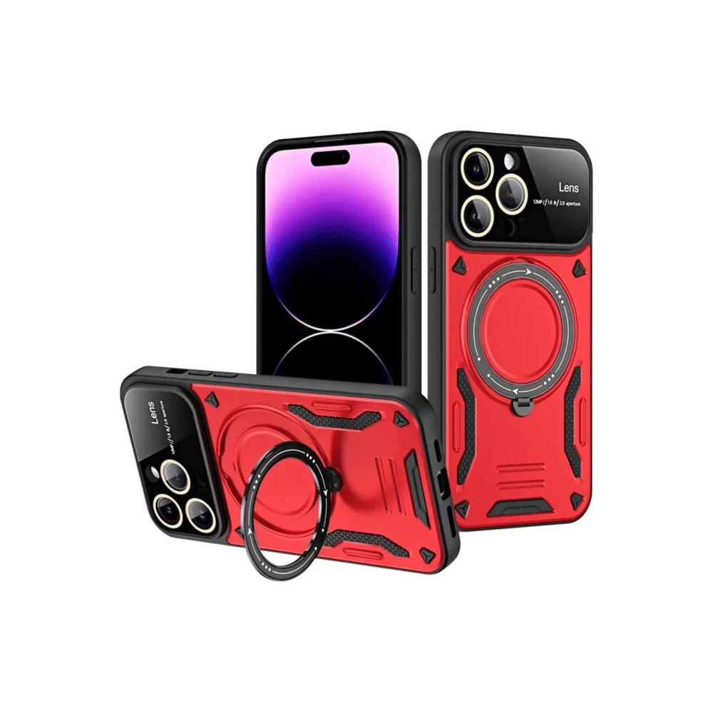 Apple iPhone 16 Pro Kılıf Joy Lens Standlı Kapak - Kırmızı