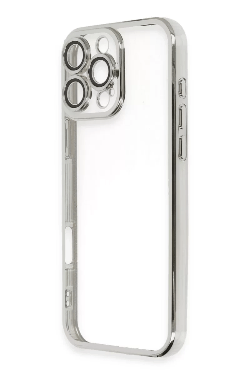 Apple iPhone 16 Pro Kılıf Lensli Silikon - Gümüş