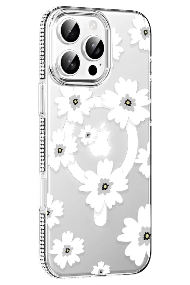 Apple iPhone 16 Pro Max Floral Magsafe Kapak - Beyaz