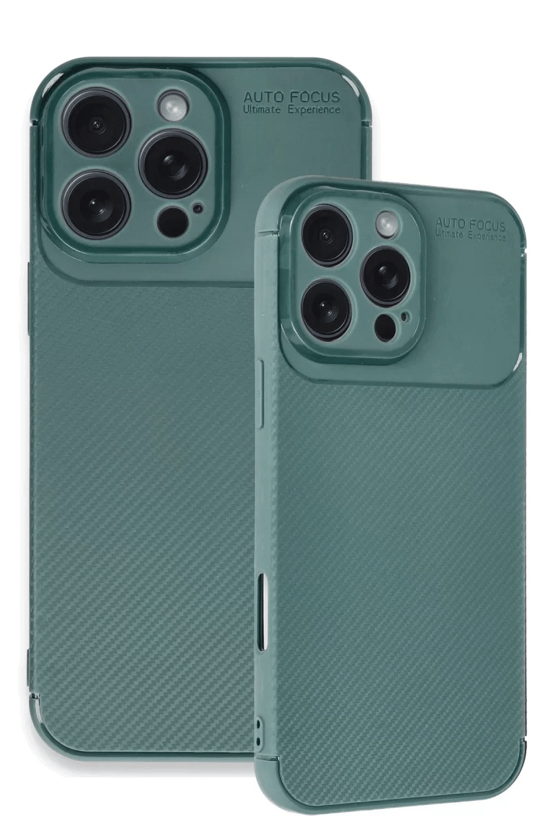 Apple iPhone 16 Pro Max Kılıf Auto Focus Karbon Kapak - Koyu Yeşil