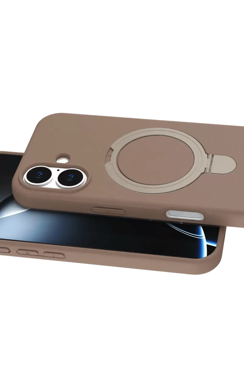 Apple iPhone 16 Regal Magsafe Standlı Kapak - Çöl Titanyum