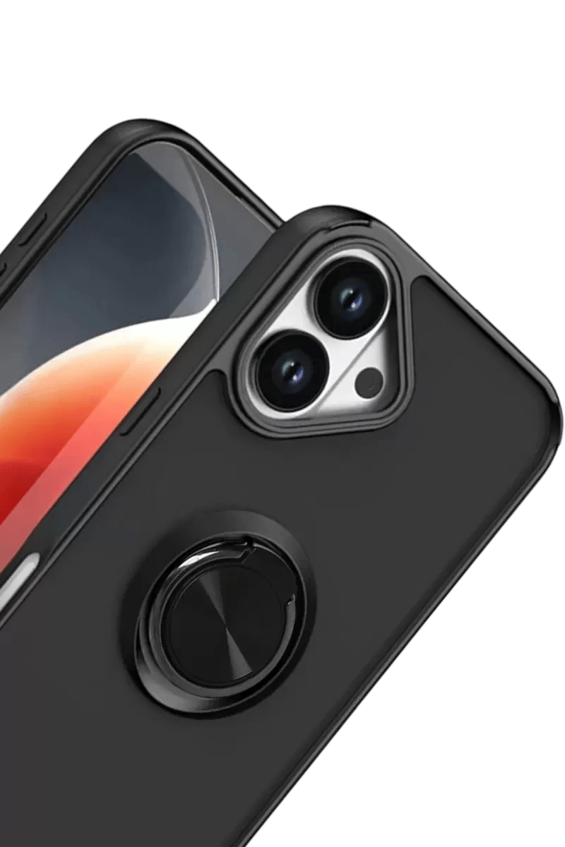 Apple iPhone 17 Montreal Yüzüklü Silikon Kapak - Siyah