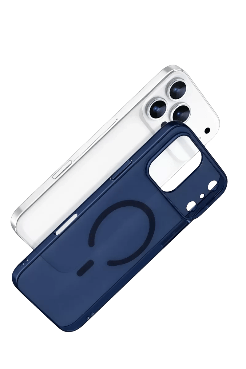 Apple iPhone 17 Pro Max Combo Sert Şeffaf Magsafe Kapak - Mavi
