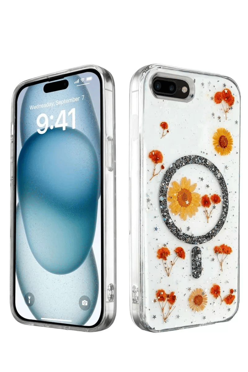 Apple iPhone 7 Kılıf Daisy Simli Magsafe Kapak - Siyah