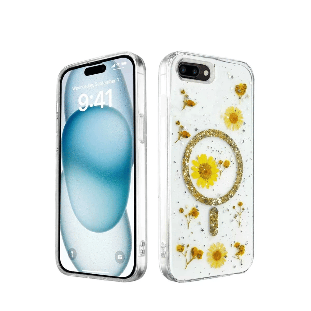 Apple iPhone 7 Kılıf Daisy Simli Magsafe Kapak - Gold