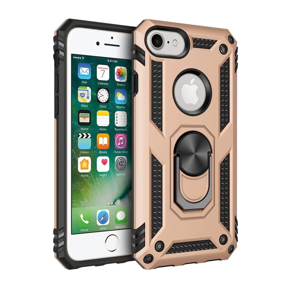 Apple iPhone 7 Kılıf Sofya Yüzüklü Silikon Kapak - Gold