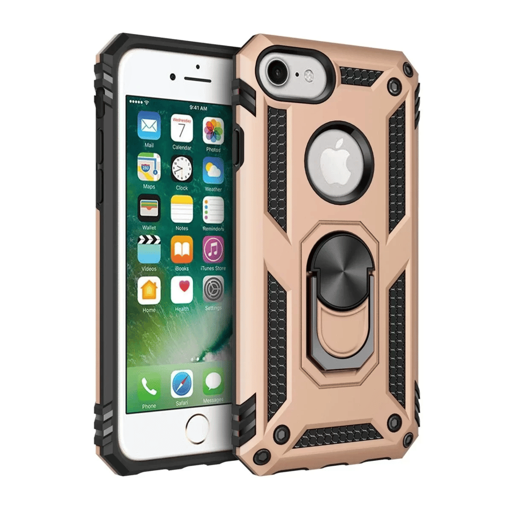 Apple iPhone 7 Kılıf Sofya Yüzüklü Silikon Kapak - Gold