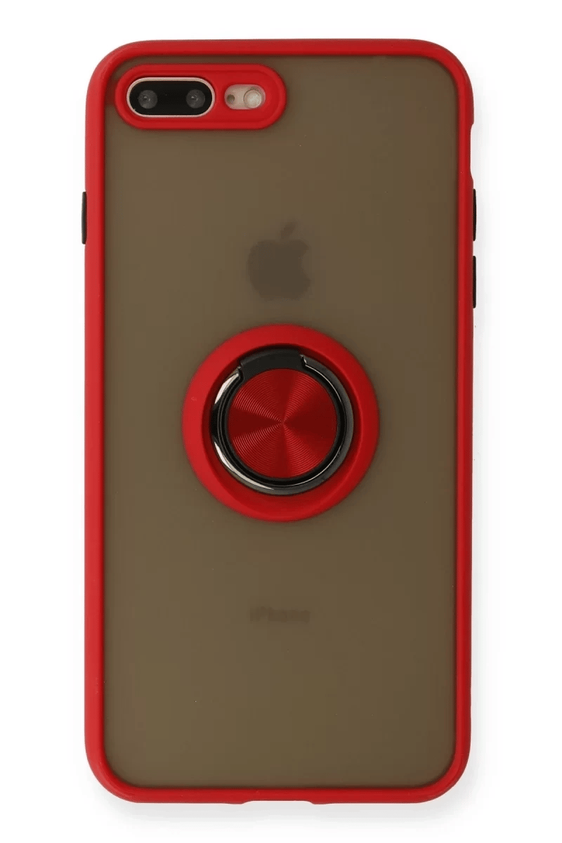 Apple iPhone 7 Plus Kılıf Montreal Yüzüklü Silikon Kapak - Kırmızı