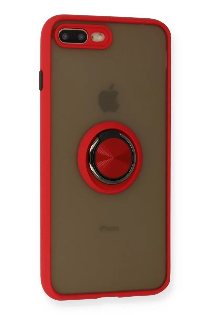 Apple iPhone 7 Plus Kılıf Montreal Yüzüklü Silikon Kapak - Kırmızı